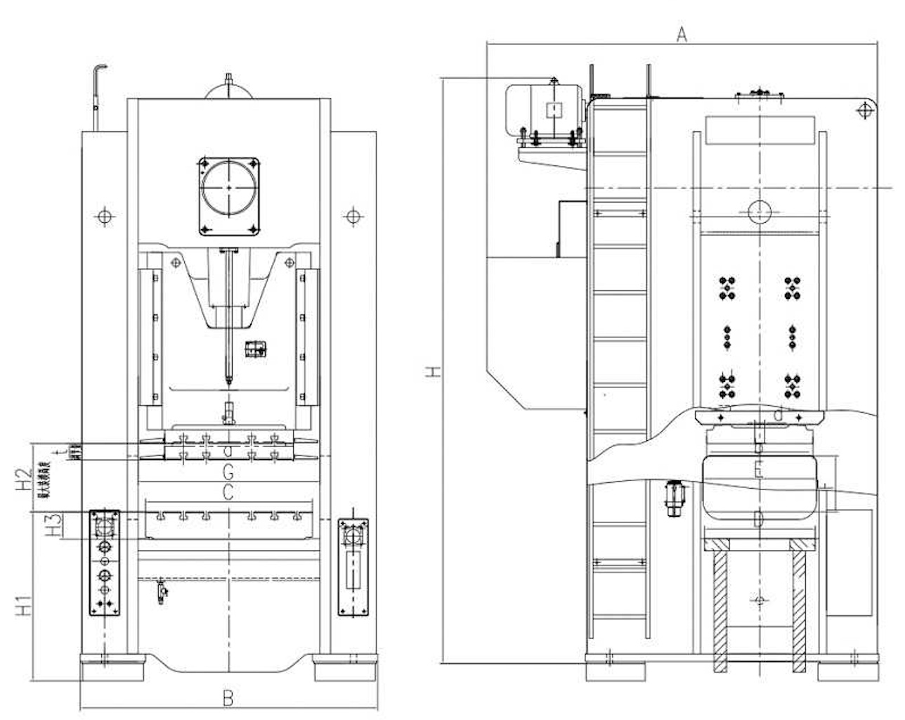 JW31 H Jenis dimensi tekan engkol tunggal