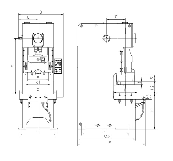 dimensi tekan engkol tunggal
