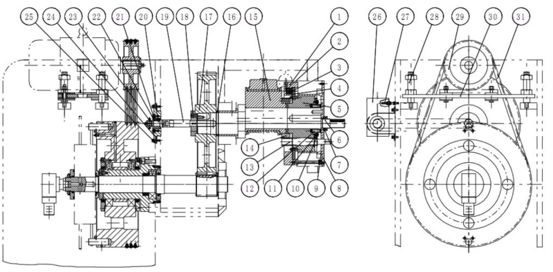 Sistem eksentrik untuk pelarasan panjang strok